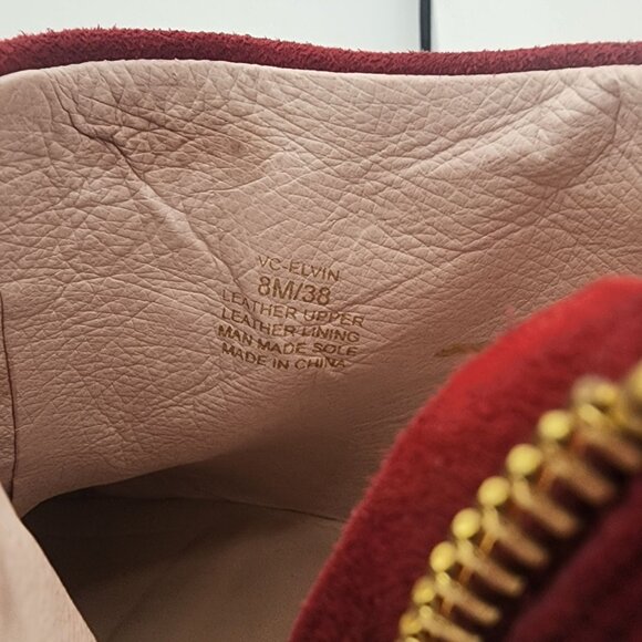 Vince Camuto Red Suede Ankle Booties With Gold Zippers – Size 8 - Picture 9 of 9